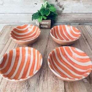Threshold 4 Pack of bamboo and melamine Ivory Orange Boho Stripes mini bowls